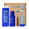 HARRY'S PLUS: Shaving Kit for Men ? Gift Box with Premium Handle 5 Razor Blade Cartridges 2 oz Foaming Shave Gel &amp Travel Cover Advanced Pivoting System ? Onyx
