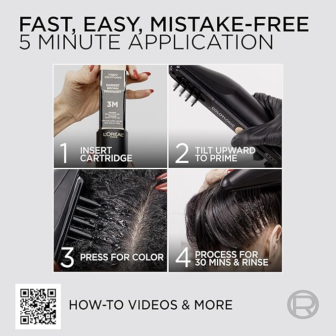 L'Oreal Paris Colorsonic Permanent Hair Dye Coloring Device for Root Touch Up All Over Color and Gray Coverage Mistake-Free Application (Hair Color Cartridge Sold Separately)