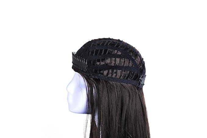 Onedor 22 Semi Curly Hair Women Ladies 3/4 Half Wig Premium Japanese Synthetic fibers Wigs with Secured Mesh Head Cap (R4)