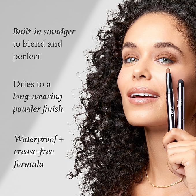 Julep Eyeshadow 101 Cr?me-to-Powder Waterproof Eyeshadow Stick Duo ? Long-Lasting Crease-Proof Easy Apply with Built-in Smudger - Desert &amp Champagne