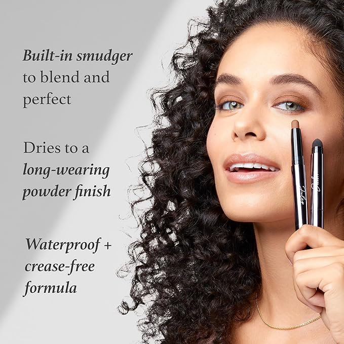 Julep Eyeshadow 101 Cr?me-to-Powder Waterproof Eyeshadow Stick Duo ? Long-Lasting Crease-Proof Easy Apply with Built-in Smudger - Sand Shimmer and Smoky Tawny Matte