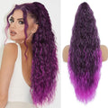 Claw Clip in Ponytail Extension 30 Inch Long Wave Curly Pony Tail Hair Extensions for Women fluffy Natural Looking Synthetic Hairpiece for Daily Use(Omber Purple 30Inch)