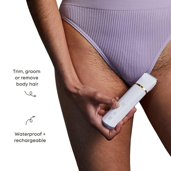 Bushbalm Ingrown Hair Bikini Trimmer Kit ? Francesca Trimmer with Nude Scrub &amp Oil ? 3pc Grooming Set for Women Bikini Underarms &amp Legs ? Smooth Skin Razor Bump