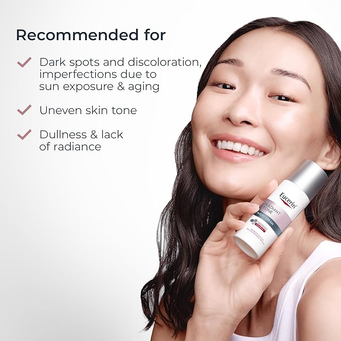 Eucerin Radiant Tone Night Cream Dark Spot Corrector with Thiamidol Night Moisturizer for Face Helps Visibly Reduce the Look of Persistent Dark Spots All Skin Types 1.7 Oz Bottle