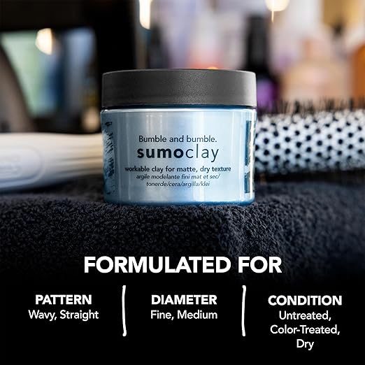 Bumble and bumble. Sumoclay Matte Texture Clay | Workable Texture Moldable Hold + Matte Finish | Wavy Straight 1.5 Ounce