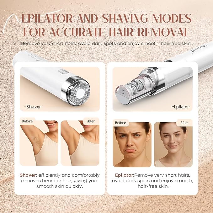 Epilator for Women 2-in-1 Facial Hair Removal Epilator Painless Designed Hair Remover with Built-in LED Light for Precision Smooth Glide Hair Remover for Women Face Lips Chin Peach Fuzz