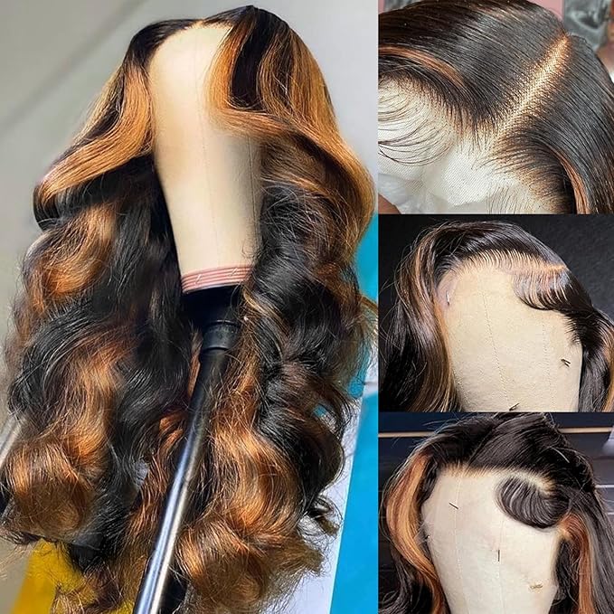 30 Inch Ombre Lace Front Wig Human Hair Pre Plucked 1B/30 Highlight Lace Front Wig 9X6 Body Wave Colored Lace Front Wigs Human Hair Honey Balayage human hair wig