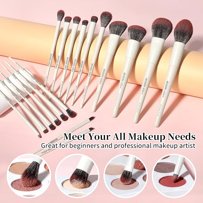 EIGSHOW Makeup Brushes 18Pcs Professional Make Up Brush Set with Lables For Foundation Blush Contour Eyeshadow Eyeliner Cruelty-Free Vegan (MUA PRO)