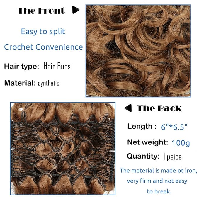 EARSHOT Hair Buns Hair Piece Synthetic Messy Bun Wig Hair Pieces Wavy Curly Bun Ponytail Hair Extensions Bun Hair Comb Women Bun Wig Hair Accessories For Girls (Color : 30)