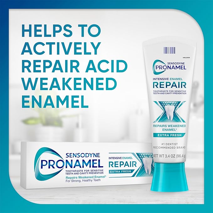 Sensodyne Pronamel Intensive Enamel Repair Toothpaste for Sensitive Teeth to Reharden and Strengthen Enamel Extra Fresh - 3.4 Ounces (Pack of 4)