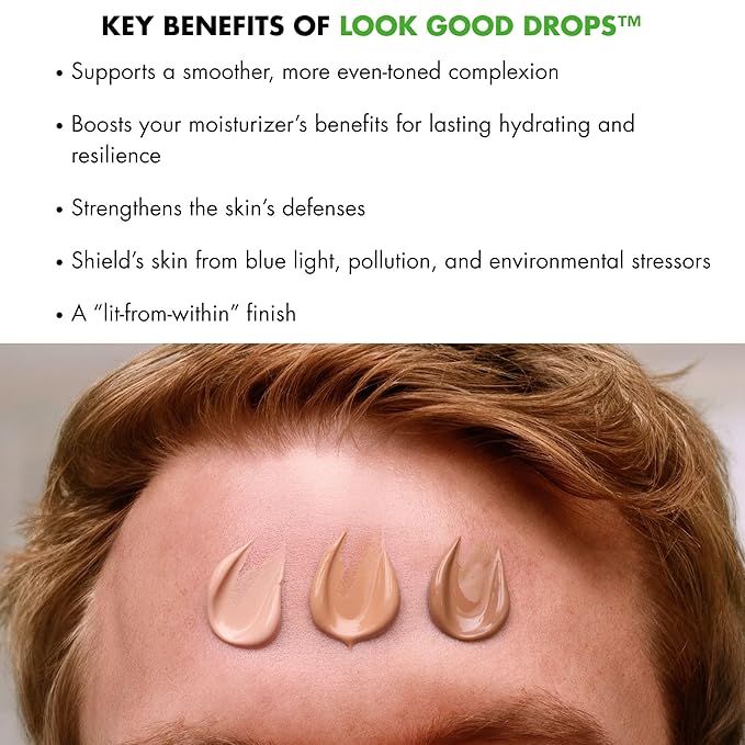 Tiege Hanley Look Good Tanning Drops for Men Daily Tinted Face Moisturizer Mix-In with Hyaluronic Acid for Hydration Natural Tan Finish and Antioxidant Support Men?™s Skin Care 20 ML
