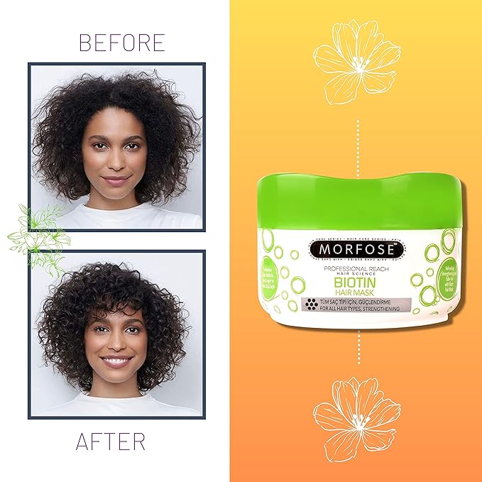 Morfose Professional Biotin Hair Mask for Dry Damaged or Brittle Strands Repairs and Protects Soft Smooth and Healthy Hair reduces Brakage and Split-Ends (large 16.9 Fl Oz)