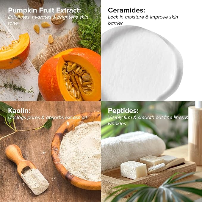 DRMTLGY Pumpkin Enzyme Face Mask with Jojoba Beads. Gentle Exfoliating Pumpkin Facial Mask for Dullness Uneven Skin Tone Fine Lines and Wrinkles. 5.5 oz 2 pack