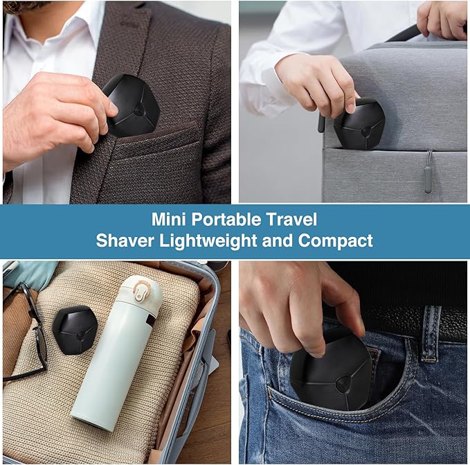Mini Electric Razor for Men Portable Wet and Dry Shaving Cordless Rechargeable Head Hair Shaver IPX6 Waterproof Floating Shaving Shavers Head with Travel Case