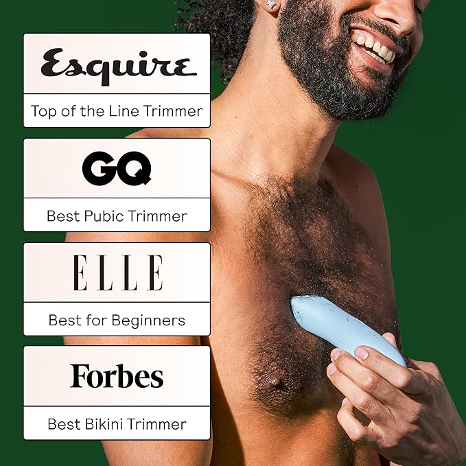 MERIDIAN The Trimmer Original - Body Hair Trimmer for Men Electric Shaver for Pubic Hair Chest Legs &amp Bikini Waterproof &amp Rechargeable Sky