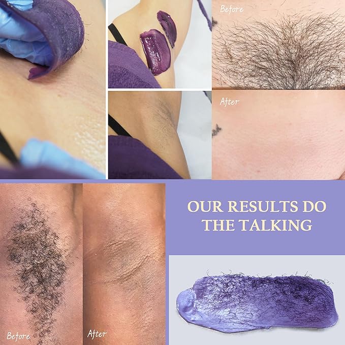 Maxpearl 2.5LB Hard Wax Beads for Hair Removal Natural Lavender Formula - Brazilian Waxing Sensitive Skin Face Underarms Legs Back Chest and More with 20 Wax Sticks Purple