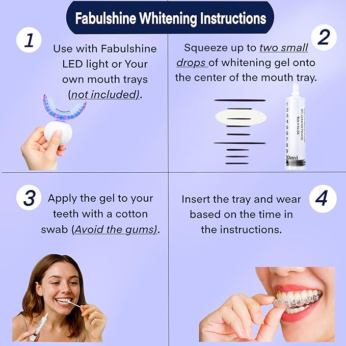 Teeth Whitening Gel Kit Refill Pack 10ml Whitening Gel Syringe + 2ml Remineralizing Gel Pen 25 Uses American Powerful Teeth Whitener
