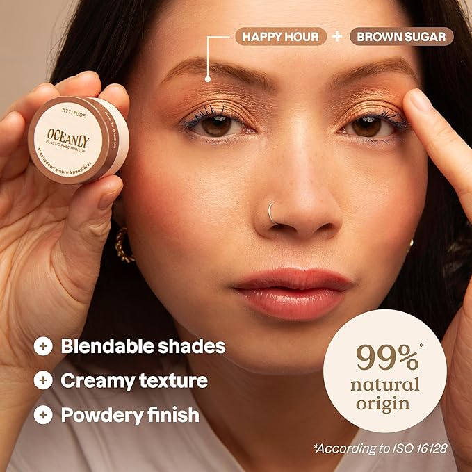 ATTITUDE Oceanly Eyeshadow EWG Verified Single Matte Cream Eyeshadow Plastic-Free Vegan Beauty and Makeup Brown Sugar 0.16 Fl Oz