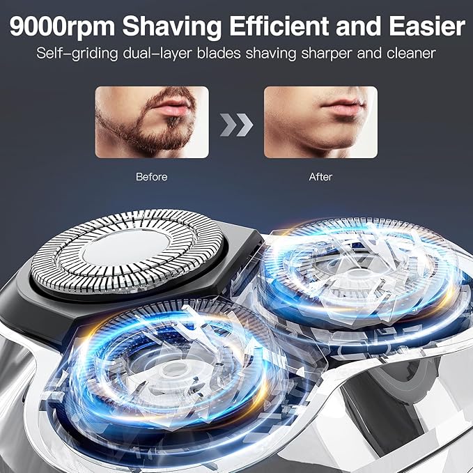 Electric Razor for Men Men?™s Electric Shavers Wet &amp Dry Shaver with Pop-up Trimmer USB-C Rechargeable Waterproof Portable Shaver with LCD Display/Travel Organizer/Travel Lock Ideal Men Gift