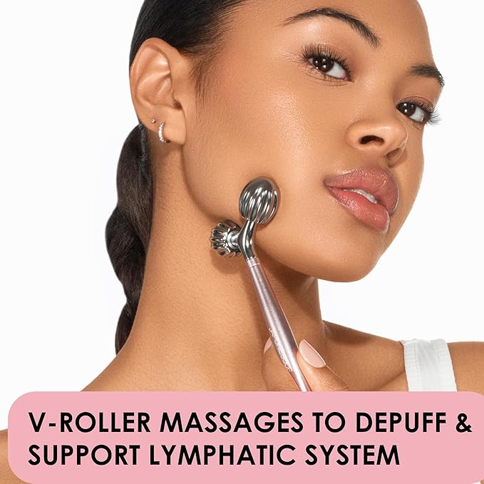 JAPONESQUE SKINTherapy Contouring Facial Tool V Roller for Lymphatic Drainage Facial Massage Relieves Tension and Improves Absorption of Skin Care Products