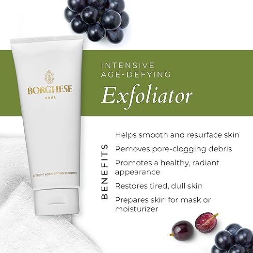Borghese Intensive Age Defying Exfoliator - Weekly Foaming Facial Exfoliator Scrub with Peptides &amp Hyaluronic Acid for Smooth Skin for All Skin Types