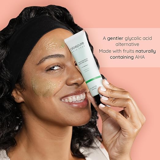 Aloette Face Peel Gel Restorative Enzyme Peel (2 Oz) - Face Peeling Exfoliating Gel for Hydrated Skin - Aloe Vera Facial Peel &amp Deep Cleansing Face Mask For All Skin Types - Glycolic Acid Alterna