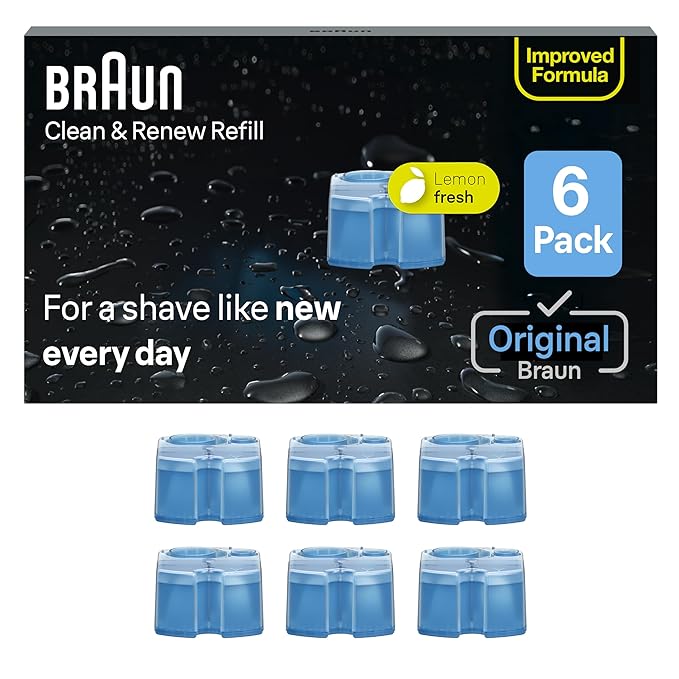 Braun Clean &amp Renew Refill Cartridges CCR Replacement Shaver Cleaner Liquid Solution for Clean&ampCharge System Pack of 6