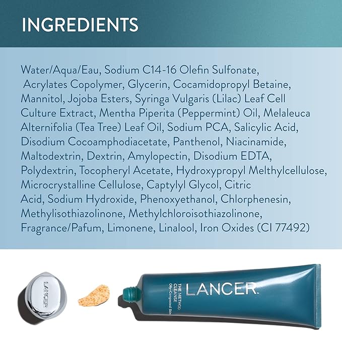 Lancer Skincare The Method: Cleanse Face Cleanser Daily Face Wash with Salicylic Acid Oily or Congested Skin 4.05 Fluid Ounces