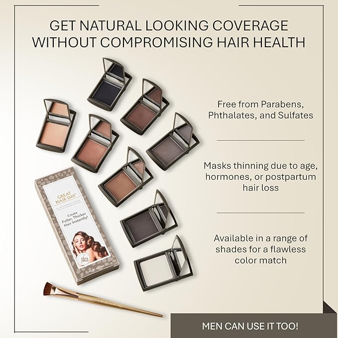 Joan Rivers Great Hair Day Root Touch Up Powder ? Fill-in Powder for Thicker Fuller Looking Hair (Light Blonde)