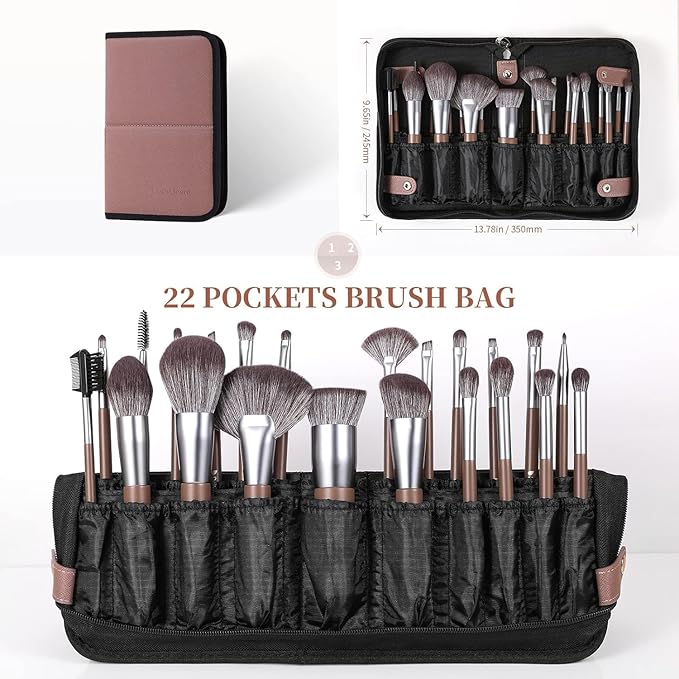 DUcare Professional Makeup Brush Set 22Pcs with Travel Case Synthetic Kabuki Foundation Brush Face Powder Brush Blush Brush Concealer Brush Eyeshadow Brushes