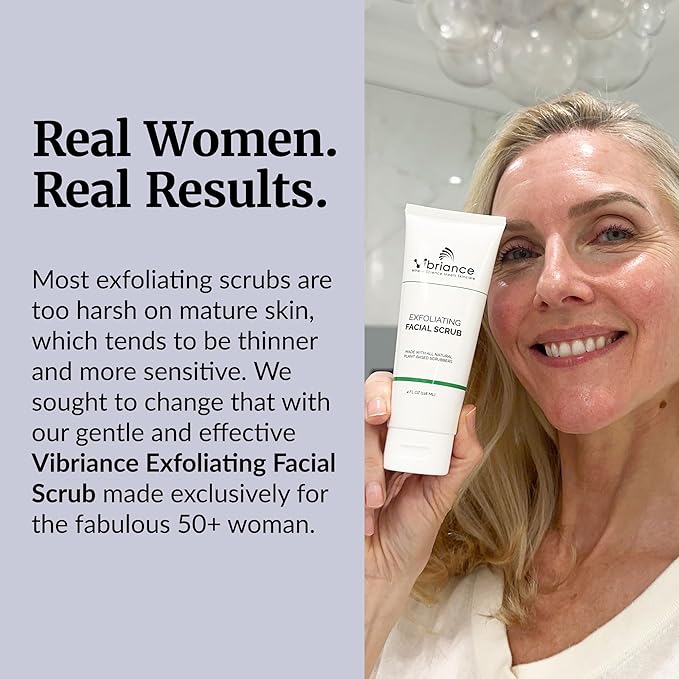 Vibriance Ultra-Gentle Face Scrub 4 fl oz - Exfoliating Facial Wash Unclogs Pores - Sulfate and Paraben-Free Exfoliator For All Skin Types - Made with Natural Ingredients