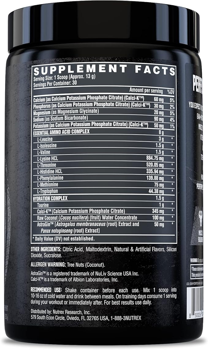 Nutrex Research EAA Hydration | EAAs + BCAA Powder | Muscle Recovery Strength Muscle Building Endurance | 8G Essential Amino Acids + Electrolytes | Strawberry Watermelon 30 Serving