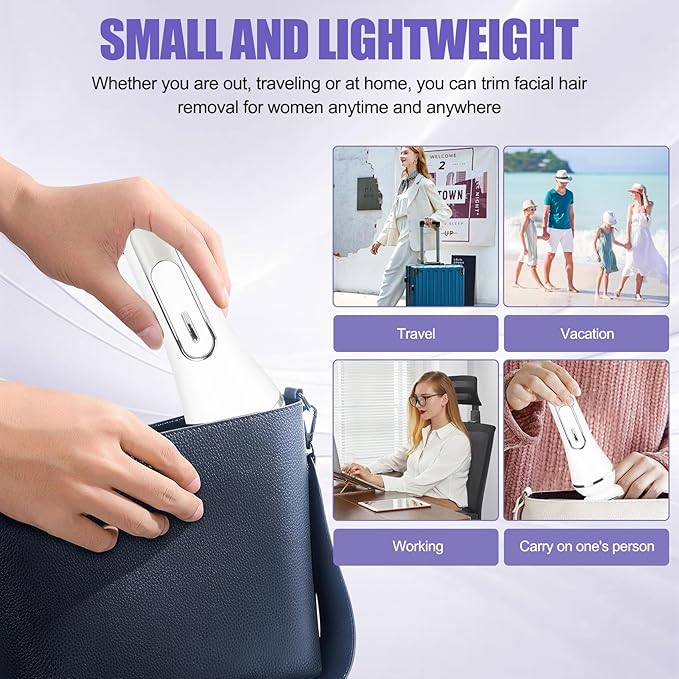 3.0 Women Face Epilator 7-in-1 Rechargeable Facial Hair Remover with LED Battery Display Facial Shaver for Face Eyebrow Nose Trimmer (White)