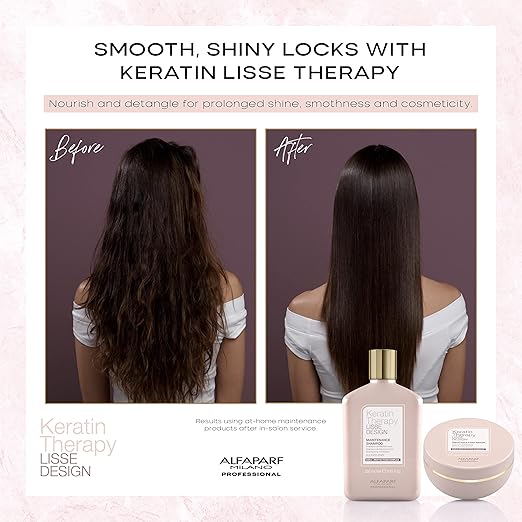 Alfaparf Milano Lisse Design Keratin Therapy Rehydrating Hair Mask - Post Keratin Treatment Deep Conditioning Hair Mask for Frizz Control &amp Moisture Retention - Dry Hair Treatment (6.7 oz)