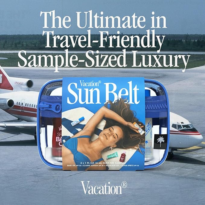 Vacation Sun Belt Sampler Includes Baby Oil SPF 30 Super Spritz SPF 50 Face Mist Classic Lotion SPF 30 After Sun Gel?œFestival Friendly??Fanny Pack