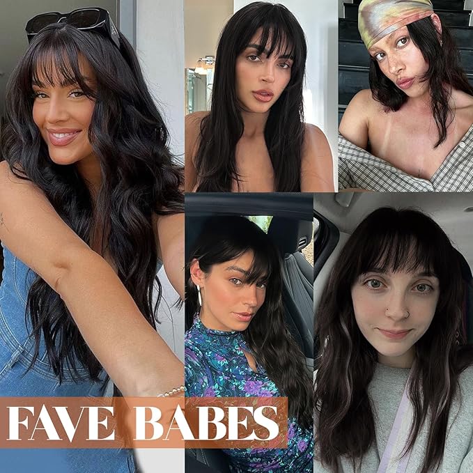 FAVE 18 Inches Natural Wave Human Hair Wigs With Bangs 1 * 3 Hd Lace Top Wigs Human Hair for White Women Wear And Go Glueless Wig for Daily Use
