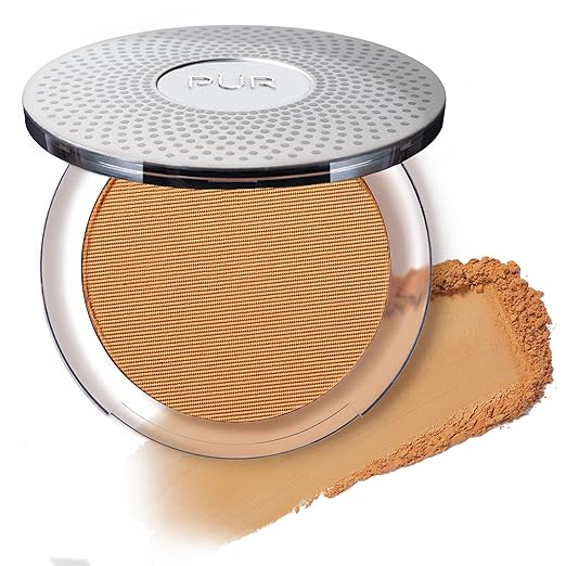 P?R MINERALS 4-in-1 Pressed Mineral Makeup Powder Foundation with SPF 15 - Concealer &amp Finishing Compact Pressed Powder for Face - Buildable Medium to Full Coverage Foundation Powder