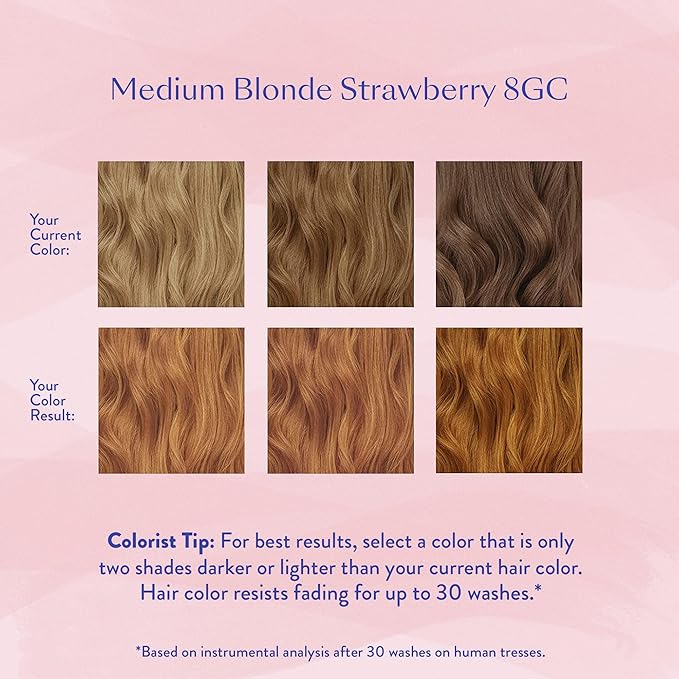 eSalon Permanent Hair Color &amp Hair Dye Complete Kit - Medium Blonde Strawberry- Personal Colorist Kit for Up To 100% Gray Coverage for All Hair Types - Professional-Grade Ammonia-Free Hair Dye