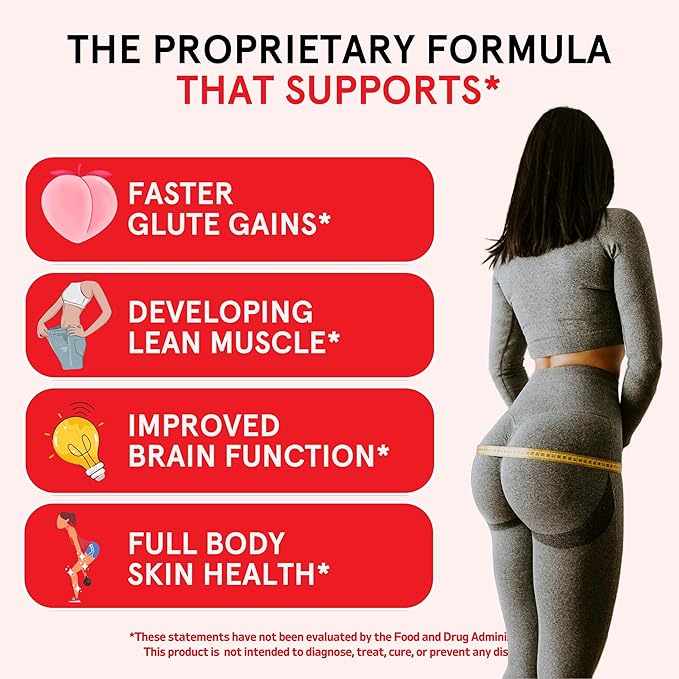 Peach Perfect Creatine Monohydrate Powder Glute Builder Creatine for Women with Collagen BCAAs 5g Vegan Micronized Creatine per Serving for Energy Muscle Support 30 SVG Peach Flavor