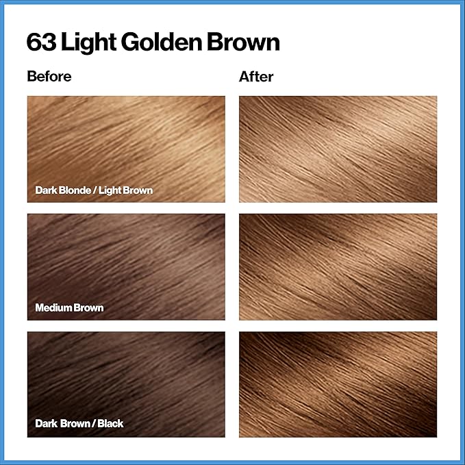 Revlon Permanent Hair Color Permanent Hair Dye Total Color with 100% Gray Coverage Clean &amp Vegan 63 Light Golden Brown 3.5 Oz