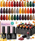 beetles Gel Polish Cozy Campfire Shade Collection - Fall Nail Fest Fall Gel Nail Polish Set 20 Colors Autumn Orange Yellow Green Brown Red Shades UV LED Cured Soak Off DIY Manicure Gift for Girl