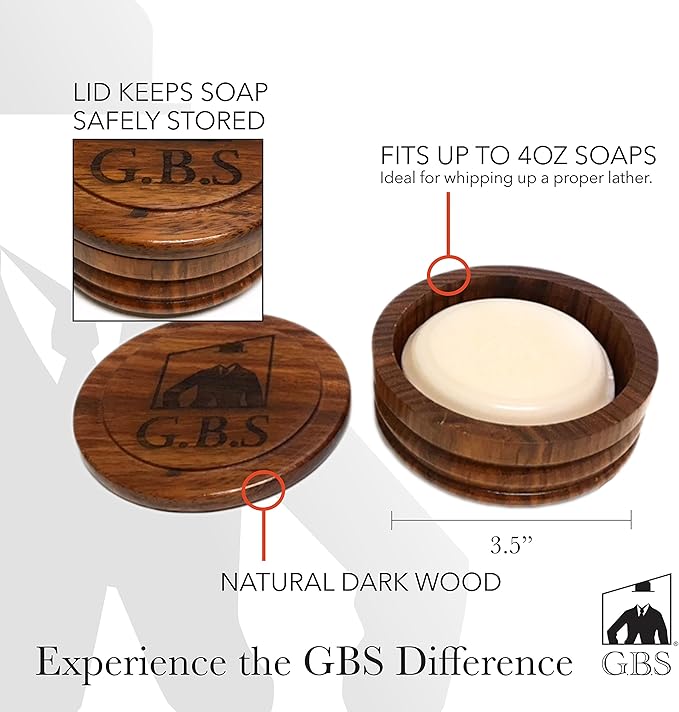 G.B.S Men Professional Shaving Kit Box- Rust Free Stainless Shaving Razor with Wooden Handle Wooden Soap Bowl Shaving Brush Leather Strop - A Full Package for Men?™s Shaving