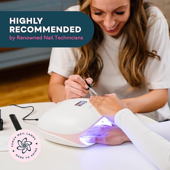 SUNUV LED UV Nail Light UV Lamp for Gel Nails Polish with 4 Timer Settings LCD Display Removable Base SUN4S Pink