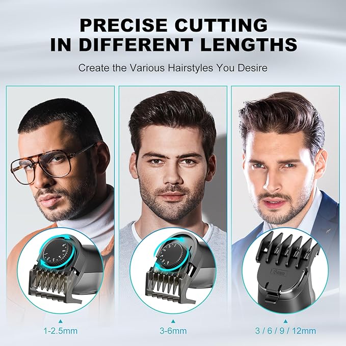 Beard Trimmer for Men - 14 Piece Professional Mens Grooming Kits Multi Beard Kit for Beard face Nose Ear Hair Trimmer Hair Clippers IPX7 Wet &amp Dry Use 210 Mins Mustache Trimmers Men Gifts (Black)