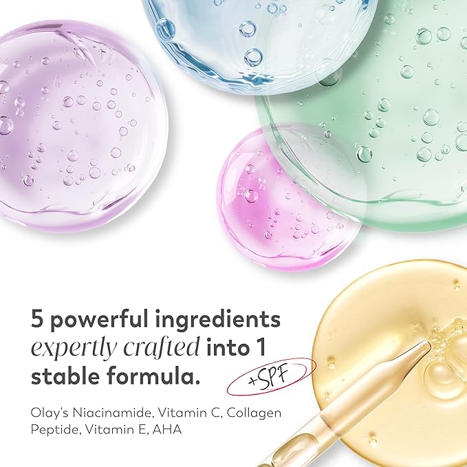 Olay Super Cream with Sunscreen SPF 30 Lightweight Face Moisturizer with Sun Protection 5-in-1 Skin Care Benefits - Hydrating Brightening Firming - Niacinamide Vitamin C Collagen Peptide 1.7 oz