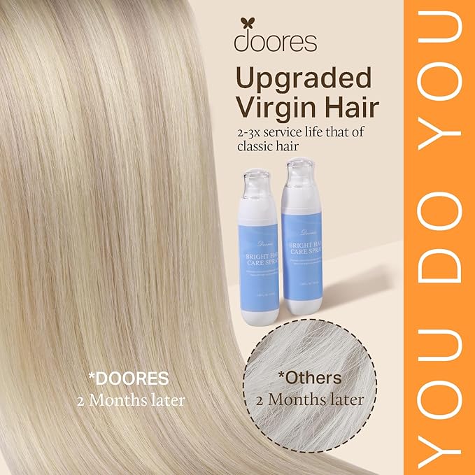 DOORES Human Hair Extensions Soft Honey Blonde Highlight Platinum Blonde 20 Inch 120g 7pcs Clip in Hair Extensions Natural Thick Weft for Women Straight Weft Gift