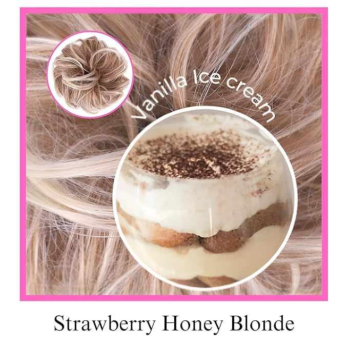 JuvaBun Messy Bun Hair Piece - Light Brownish Blonde color Synthetic Hair Foam Material Women's Wig Easy Upkeep