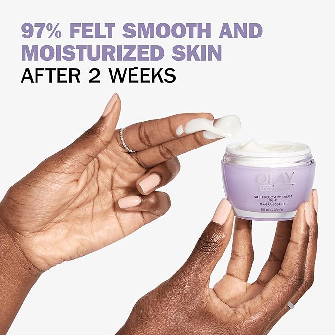 Olay Face Moisturizer Anti-Aging Night Cream for Women - Fragrance-Free Skin Care Instant Hydration Anti-Wrinkle Reduces Fine Lines Exfoliates Smooths Texture - Niacinamide Amino Pepitde 1.7Oz