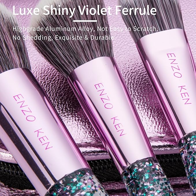 Glitter Makeup Brushes Set with Case Vegan Makeup Brush Set Professional Colorful Cosmetic Brushes Makeup Set Make up Brush Vegan Make up Brushes Set Professional Makeup Brush Set Vegan