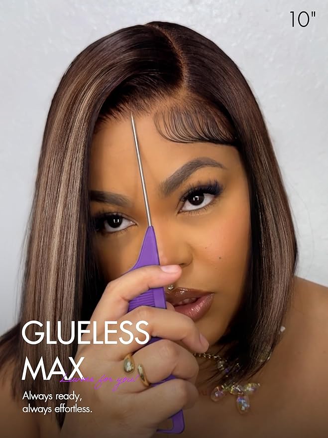 LUVME HAIR Bob Wig 100% Human Hair Wigs Glueless Lace Front 200% Density 12 Inches Mix Highlights Bob Pre Cut Plucked Hd Lace Short Wig Ready To Go Natural Color Straight Bleached Knots Side Part